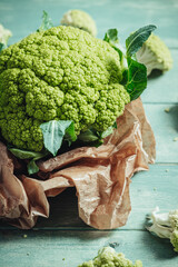 Wall Mural - Raw fresh green cauliflower from Puglia