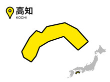 高知県のデフォルメ地図のベクターイラスト素材