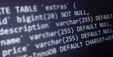 Coding concept. Software development monitor. Technology display. Application source code background