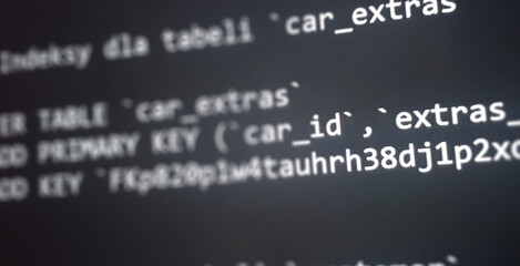 Coding concept. Software development monitor. Technology display. Application source code background