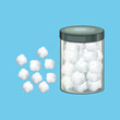 A container with cotton balls medic medical vector illustration.