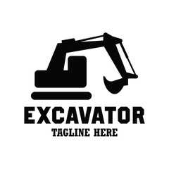 excavator or excavation logo emblems and insignia with text space for your slogan tagline. vector illustration