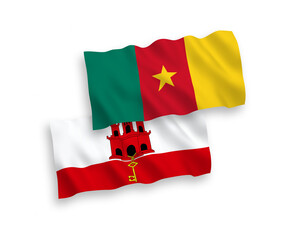 Flags of Cameroon and Gibraltar on a white background