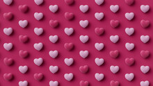 Multicolored Heart Background. Valentine Wallpaper With Light Pink And Dark Pink Love Hearts. 3D Render 