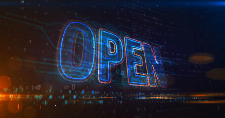 Open source code abstract concept 3d illustration