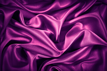 Wall Mural - Purple silk satin background. Liquid wave effect. Soft wavy folds on shiny fabric. Luxurious fabric backdrop with copy space for design. 