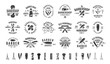 Barbershop, Barber, Haircut's salon vintage hipster logo templates. 18 Logos and 16 design elements for barber shop, haircut's salon. Barber shop emblems templates. Vector illustration