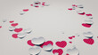 © RocknRoller Studios - Paper Heart background. White and Red polka dot Valentine Wallpaper with cut-out love hearts. 3D Render