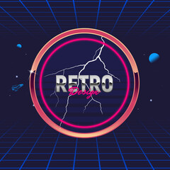 Wall Mural - retro 80's frame. circle abstract frame. template for social media. hipster design. retro 80's logo 