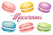 Set of watercolor macaroons isolated on white background. Hand drawn watercolor illustration.
