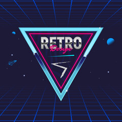 Wall Mural - retro 80's frame. triangle abstract frame. template for social media. hipster design. retro 80's log
