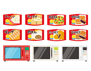 Wall Mural - 電子レンジと冷凍食品のベクターイラスト　