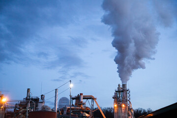 Wall Mural - smoke coming out of factory chimney industry and global warming