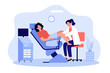 © Bro Vector - Doctor examining patient in gynecological chair. Woman visiting doctor for cervix checkup screening. Flat vector illustration for gynecology, obstetrics, medical examination concept