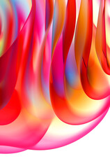 3d render of abstract art fashion 3d background with part of surreal organic curve round wavy elegance meta substance of spherical alien flower sculpture in pink and orange matte glass gradient color