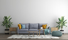 The Mock Up Furniture Design In Modern Interior Background, Minimal Living Room, Scandinavian Style, 3D Render, 3D Illustration 