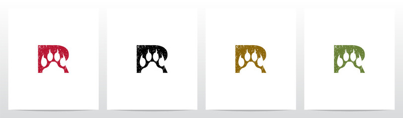 Paw Print With Claws On Letter Logo Design R