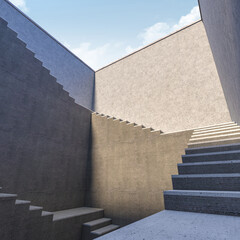 Wall Mural - 3d rendering abstract stairs in concrete.