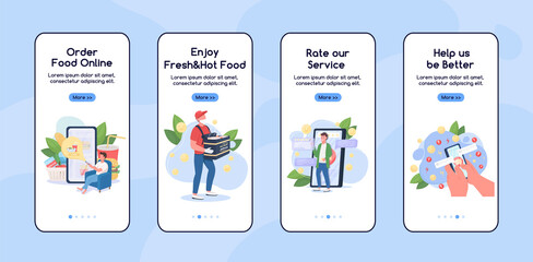 Wall Mural - online shopping onboarding mobile app screen flat vector template. remote food delievery. walkthroug