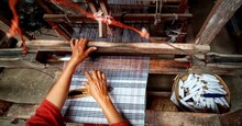 High Angle View Of Woman Working In Factory