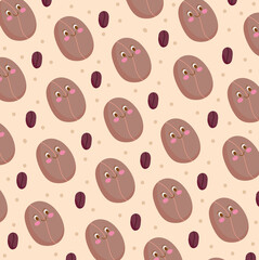 Wall Mural - food pattern funny happy cute beans coffee cartoon