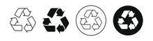 Set Of Recycle Icon. Reuse Symbol. Recycling And Rotation Arrow Icon.