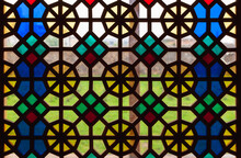Colorful Stained Glass With Abstract Arabic Geometric Pattern