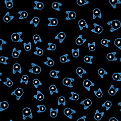 Wall Mural - Line Dog icon isolated seamless pattern on black background. Vector.