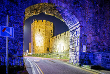 Long Exposure View Of Caernarfon Castle, A Medieval Fortress In Caernarfon, Gwynedd, North-west Wales