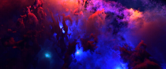 Wall Mural - beautiful space background. nebula blast. multicolored space clouds. blue glowing gas giants. scienc
