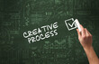 © ra2 studio - Hand drawing CREATIVE PROCESS inscription with white chalk on blackboard, new business concept