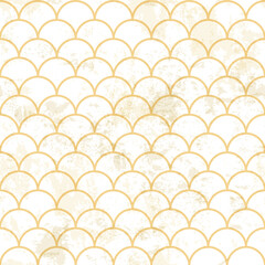 Poster - Blue asian fish scale retro pattern. Grunge and seamless. Grunge effects can be easily removed.