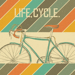 Aufkleber - Bicycle Vintage Poster. Retro colors. Vintage, textured vector illustration.