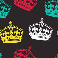 Poster - Colorful crowns seamless pattern. Vector seamless background.