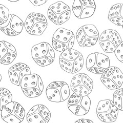 Aufkleber - Dice doodle seamless pattern. Gaming theme vector background