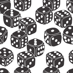 Aufkleber - Dice doodle seamless pattern. Gaming theme vector background