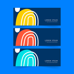 Wall Mural - Abstract banner design web template, Horizontal header web banner. Modern Geometric blue background for website, Social Media Cover ads, invitation card