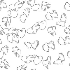 Aufkleber - Hearts Seamless vector doodles background. Romantic theme seamless pattern.