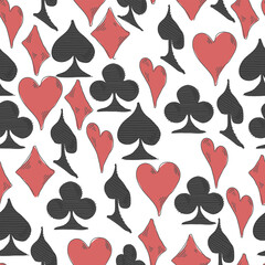 Aufkleber - Playing card suit seamless pattern. Gambling theme vector background