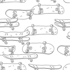 Aufkleber - Skateboards Seamless vector doodles background. Extreme sports theme seamless pattern.