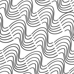 Aufkleber - Seamless abstract weavy lines pattern. Hand drawn doodles vector. Waves on white background.