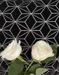 Wall Mural - white roses on a black background 