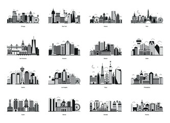 Canvas Print - pack of architectures glyph illustrations