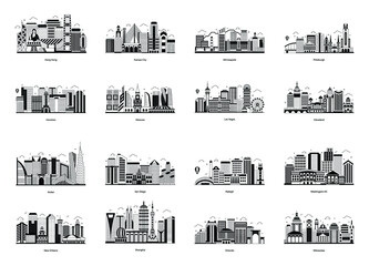 Canvas Print - pack of monuments glyph illustrations