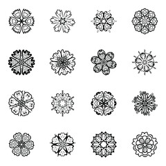 Canvas Print - 
Mandala Flowers Linear Icons Pack 
