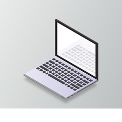 Wall Mural - Vector 3d isometric laptop computer. Isometric mock up of laptop. 3d laptop mockup. Computer with blank screen for app. Laptop with open display. Vector illustration