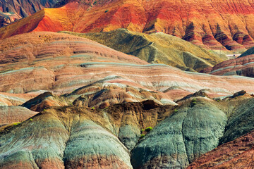 Sticker - Colorful mountains in Zhangye National Geopark, Zhangye, Gansu Province, China