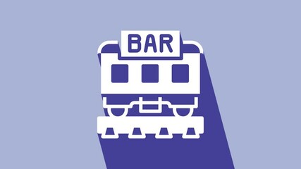 Poster - White Restaurant train icon isolated on purple background. 4K Video motion graphic animation