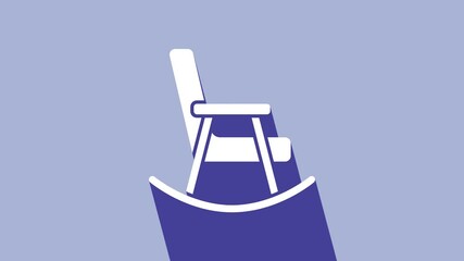 Wall Mural - White Rocking chair icon isolated on purple background. 4K Video motion graphic animation