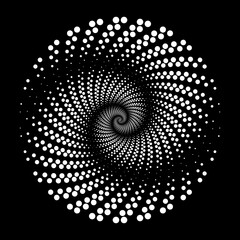 white vector halftone dotted stripes in spiral form. vector illustration. design element for technol